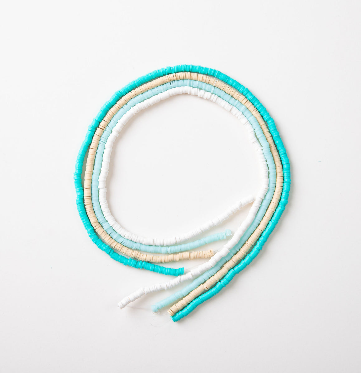 Pack of 4 polymer clay bead strings- cream, turquoise and white – FunkyFish