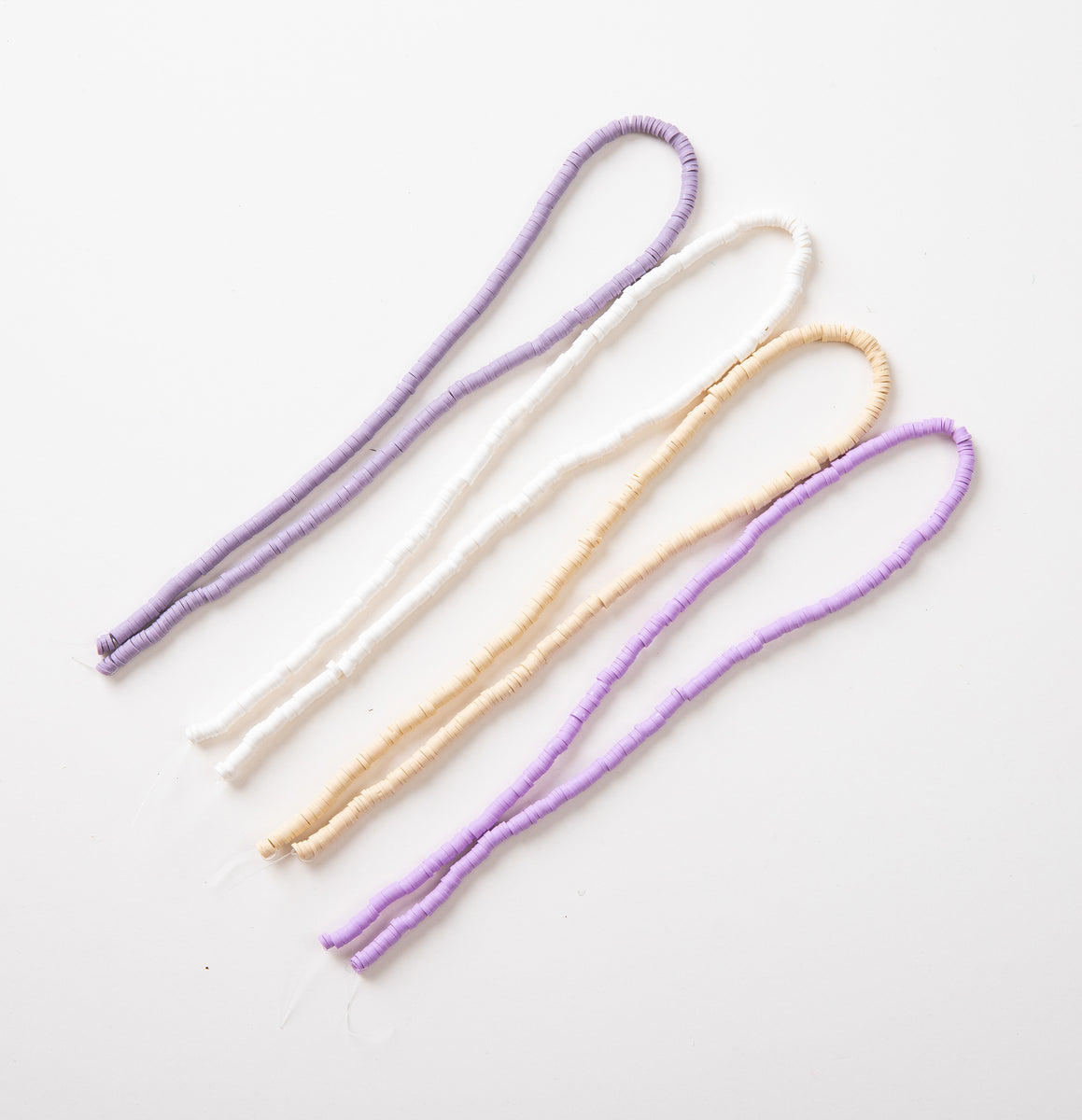 Pack of 4 polymer clay bead strings- purple and white – FunkyFish
